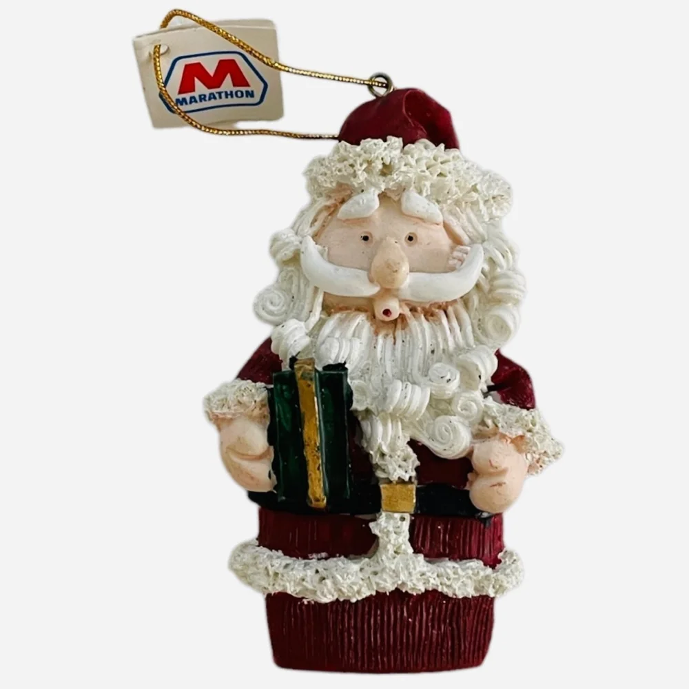 Vintage 2001 Marathon Santa Claus Ceramic Christmas Ornament Holiday Decor